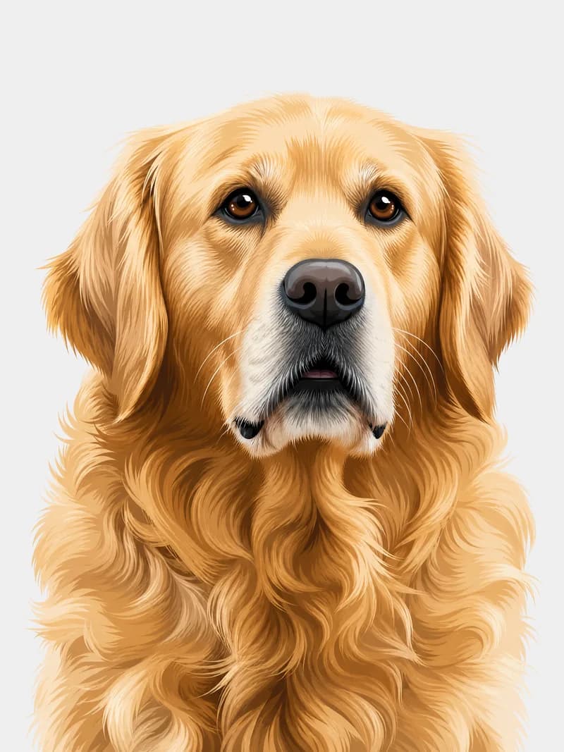 Retrato ilustrado de um golden retriever